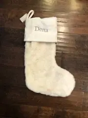NWOT Pottery Barn Kids Faux Fur Ivory Alpaca Christmas Stocking Mono Dena