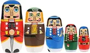 Kisangel Wooden Matryoshka 5 Layer Set Nutcracker Nesting Dolls Educational Toy Hand Painted Unique Home Decor Craft