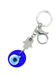 Evil Eye Glass Hamsa Hand Key chain Key Ring Hand Lucky Charm