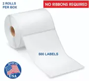 4" x 6" Direct Thermal Labels - Zebra 2844 Eltron ZP450. 250/Roll (2 Rolls)