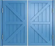 180 Degree Opening Angle Swing Cafe Door, Cafe Doors Premade Include All Hinges, Light Blue Natural Coffee White Blue, Auto Close Features Anti-warp