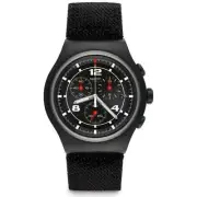 Swatch Men's Watch Irony Thenero Chronograph Quartz Black Dial Strap YOB404