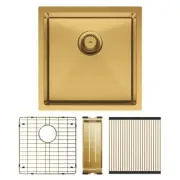 Single Bowl Kitchen Sink Kit 32L Waste Drainer Colander Rugged Brass 68401RB-KIT