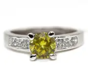 1CT Peridot & White Topaz 925 Solid Sterling Silver Ring Jewelry Sz 7