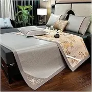 Premium Bamboo Ice Silk Cooling Mat with 2 Pillowcases,Double-Sided All-Season Comfort, Foldable and Breathable Design for Dorm Office Bedroom Use