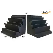Acoustic Foam Bass Trap Studio Soundproofing Corner Wall 2 Pc(Charcoal) 12x12x12