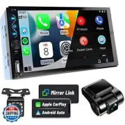 Leadfan Double Din Car Stereo with Dash Cam,7 Inch Full HD Touchscreen Car Au