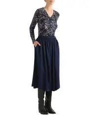[David Lawrence] Elice Midi Skirt in Navy