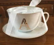 GRACE’S TEAWARE Gift Wrapped Cup & Saucer With Letter A Initial Monogram