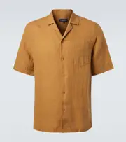 [Frescobol Carioca] Frescobol Carioca Angelo linen bowling shirt UK 16 brown