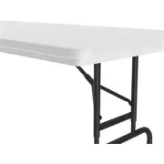 Pemberly Row 22-32" Adjustable Plastic Resin/Metal Folding Table in Gray Granite