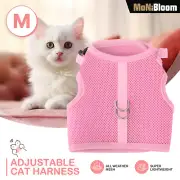 Pink Cat Pet Walking Harness D-rings Breathable Mesh Escape Proof Vest w/D-rings