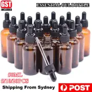 Up 20X 50ML Amber Glass Liquid Dropper Reagent Eye Pipette Essential Oils Bottle