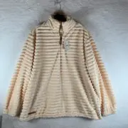 Simply Southern Women's Quarter Zip Tan Snow Luxe Pullover Sweater Size XL NWT