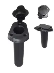 Pactrade Marine 2PCS Kayak Boat Dinghy Cano Black Plastic Rod Holder w/ cap