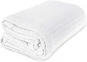 Waffle Weave 100% Cotton Blankets Hotel Style Queen Blanket Great for All Seasons Upgrade Your Home Decor with Hypoallergenic Soft Quilt for Bed, Couch & Sofa (White, Queen 90 x 90)