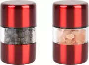 Premium Red Mini Salt & Pepper Grinder Set Stainless Steel Great Gift for Xmas