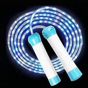 Led Jump Rope for Boys and Girls -Glowing Jump Ropes Flashing Colorful Exercise Skipping rope Light Up Luminous Adjustable Skipping Ropes for Girls Boys Women Fitness Weight Loss and Workout blue