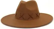 [Hcclijo] Handmade Wool Fedora Hats 9.5CM Wide Brim Wedding Decorate Top Jazz Hats Winter Panama Cap
