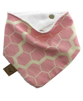 Dribble Bib PASTEL HONEYCOMB Baby Bandana Adjustable 100% Cotton/Terry Cloth