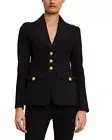 A.L.C ALC Size 00 Amelia Tailored Military Blazer Black Gold Button Jacket
