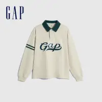 在飛比找momo購物網優惠-【GAP】男童裝 Logo純棉長袖POLO衫-淺米色(786