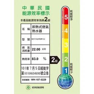 和成 HCG 不含安裝 11L 屋外型瓦斯熱水器 GH1113