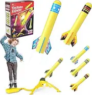 Jasonwell Toy Rocket Launcher for Kids Sturdy Stomp Launch Toys Fun Outdoor Toy for Kids Boys and Girls Age 5 6 7 8 9 10 Years Old with 6 Foam Rockets Gift