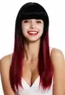 Wig Women's Wig Long Smooth Fringe Balayage Ombre Mix Black Red 8954-39R1