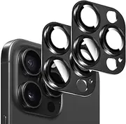 Kucheed Pack of 2 Camera Protection for iPhone 12 Pro Max, 9H One-Piece Metal Aluminium with 3D Texture Design Decoration, Scratch-Resistant Full Camera Cover for the Back