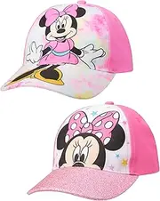 [Disney] Girls 2 Pack Cotton Baseball Cap: Minnie Mouse, Fancy Nancy, Vampirina (Toddler/Little Girls), Size 4-7 Years, Minnie Mouse Pink Tie Dye