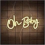 Sign Lamp Oh Baby Neon Sign LED Light Dimmable USB Powered for Birthday Party Wedding Bedroom Kids Room Home Wall Decor 30cmx13.5cm