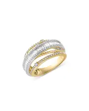 Bloomingdale's Fine Collection Diamond Round & Baguette Crossover Ring in 14K White & Yellow Gold, 0.90 tcw