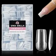 UNA GELLA Square Nail Tips, 216 pcs Full Matte Medium Square Gel Nails Tips Pre-shape Full Cover Acrylic False Nails No Need to File for French Nail Extension Home DIY Salon 12 Sizes