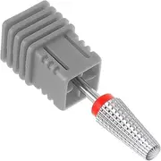 5 in 1 Nail Drill Bit with Tungsten Steel, Red Cuticle Nail Drills Bit with Dual Rotation, Gel Remover Drill Bits with Multiple Grit, Nails Drills Bits for Cleaning Shaping Cutting Polishing (F)
