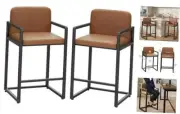Bar Stools Set of 2, 26" Counter Height Bar Stools with PU Upholstered,