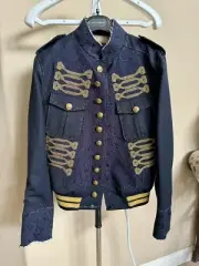 Dolce & Gabbana Authentic Button Up Jacket size 46 Runway Navy Blue Gold
