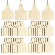 120 Pieces Wooden Cow Ear Tags Unfinished Wood Hanging Cow Tags with Ropes for DIY Craft Christmas Decor
