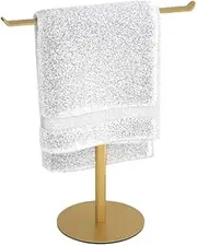 Hand Towel Rack Gold,Free Standing Modern Hand Towel Holder,Gold Stainless Steel Tree Racks Countertop Towel Racks,T-Shape Hand Towel Holder for Bathroom,Towel Rack with Heavy Weighted Base