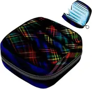 Period Bag,Sanitary Napkin Storage Bag,Classic Purple and Green Plaid Pattern,Tampon Bag for Purse