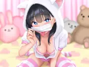 Anime girls cleavage open shirt bra tongue out panties Playmat Game Mat Desk