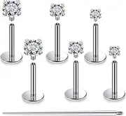 [Cisyozi] 20G 18G 16G F316 Titanium Flat Back Nose Rings Studs Hypoallergenic Medical Grade Nose Studs for Women Men Shiny Cubic Zirconia Nose Rings Piercings Jewelry for Sensitive Skin