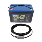 Adventure Kings AGM Deep Cycle Battery 98AH + 6m Lead For Solar Panel Extension