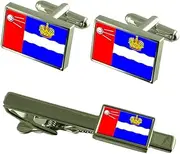 [Select Gifts] Kalvga City Russia Flag Cufflinks Tie Clip Box Gift Set