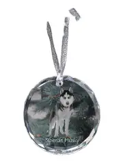 Siberian Husky crystal medal with a dog Art-Dog