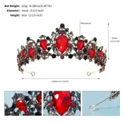 Vintage Red Crystal Tiaras and Crowns Rhinestone Prom Diadem Crown Tiara for Wom