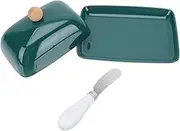 MAGICLULU 1Set Elegant Ceramic Butter Tray with Lid and Knife Multifunctional Cheese Container for Snacks for Parties and Celebrations and Stylish Design for Butter