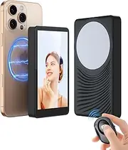 Kehuitry Phone Vlog Selfie Monitor Screen, Magnetic Selfie front Screen for iPhone/Android with Remote Control, Wireless Connection Rear Camera for Selfie Vlog Live Stream, Black