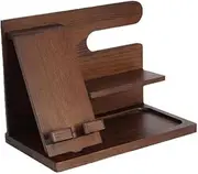 Nightstand Organizer Phone Organizer Birthday Gifts for Men Dad Birthday Gift Wood Docking Station Men Desk Organizer Wood Presents for Men Gifts for Dad - Key Holder - Stand Watch , Brown