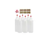 4oz Squeeze Plastic Bottles LDPE Yorker Caps 6/pk Bonus Long Replacement Cap New